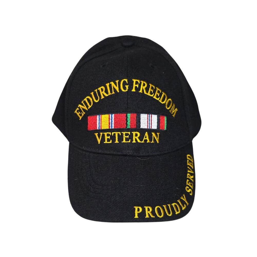 Operation Enduring Freedom Veteran Baseball Black Hat Adjustable Strap NEW